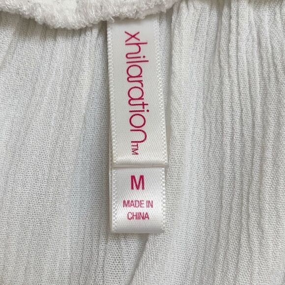 Xhilaration Off Shoulder White Textured Boho Embroidered Top - Picture 8 of 10